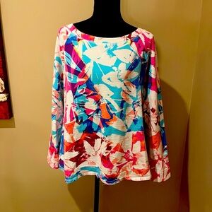 TALBOTS UPF 50+ SLUB TERRY COLORFUL FLORAL SWEATSHIRT, size XL